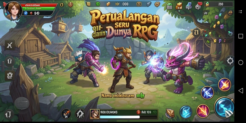 Tampilan gameplay RPG di 8II dengan pertarungan yang seru.