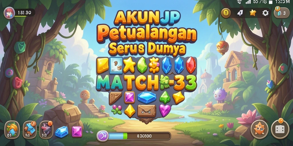 Tangkapan layar gameplay AKUNJP menampilkan aksi seru match-3.