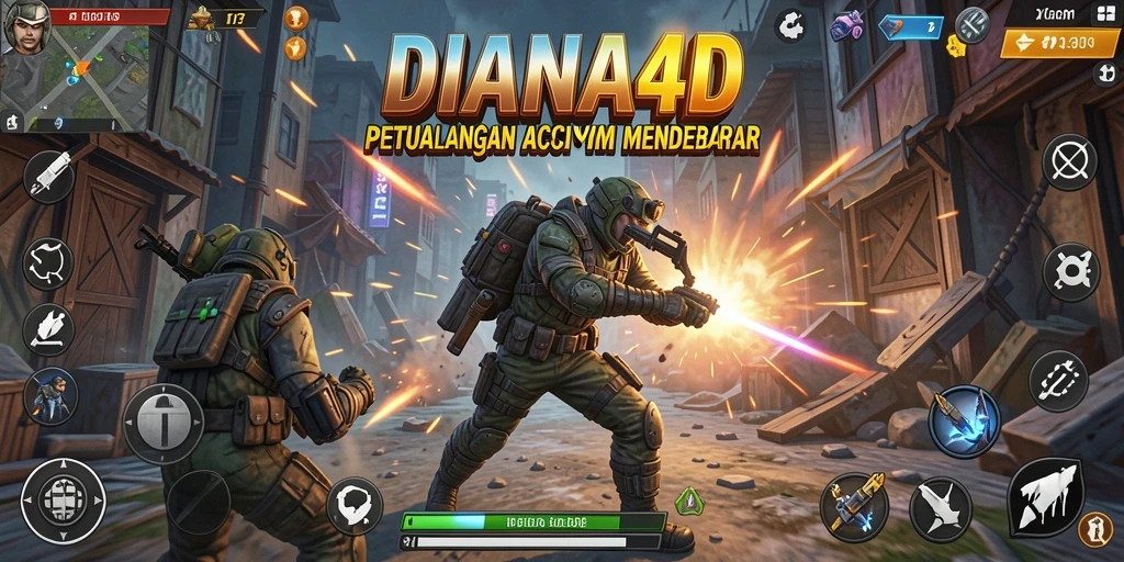 Screenshot DIANA4D menunjukkan pertempuran yang intens dan grafis luar biasa.