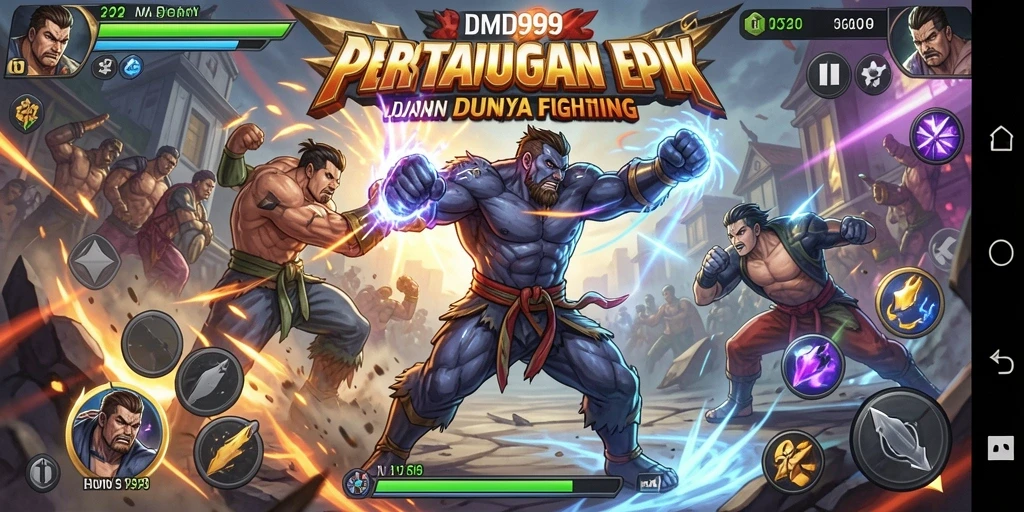 Gameplay DMD999 yang intens dan seru dalam pertarungan Fighting.