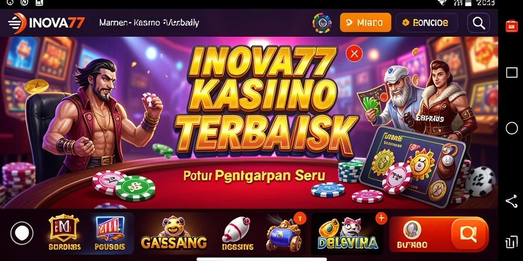Tampilan screenshot utama INOVA77 menampilkan grafis permainan Kasino yang menawan.