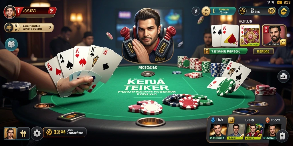 Tampilan gameplay seru dan interaktif dalam permainan Poker.