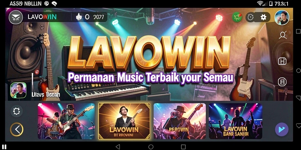 Tampilan gameplay LAVOWIN yang menampilkan kegembiraan bermain musik.