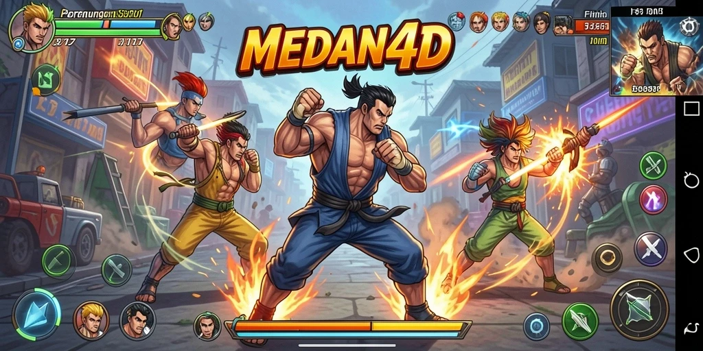 Screenshot utama gameplay MEDAN4D menampilkan aksi pertarungan yang mendebarkan.