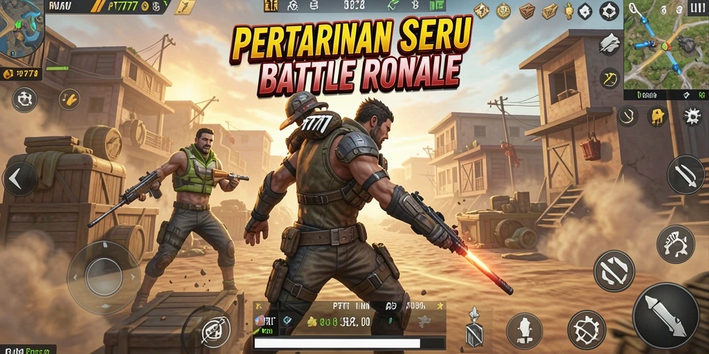 Tangkapan layar gameplay PT777 yang mendebarkan dalam pertempuran Battle Royale.