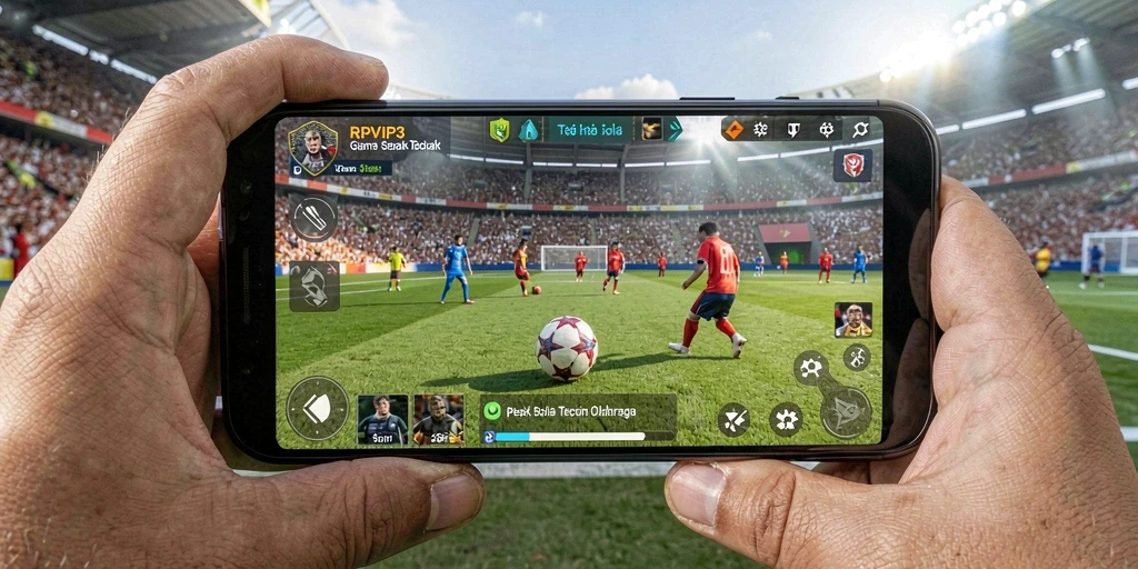 Screenshot gameplay RPVIP3 yang menampilkan duel klub sepak bola.