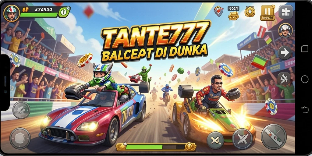 Tampilan dinamis TANTE777 yang menampilkan balapan seru.