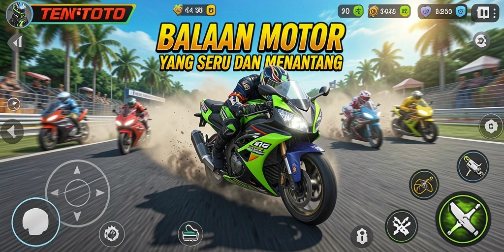 Tampilan screenshot TENTOTO saat adu kecepatan di trek balap.