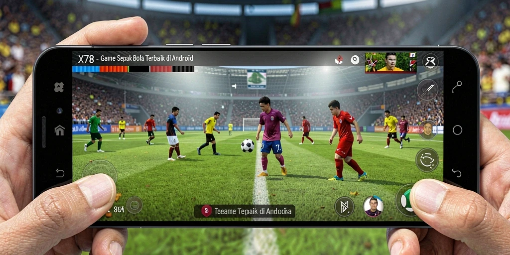 Screenshot gameplay X78 menampilkan aksi mendebarkan di lapangan sepak bola.